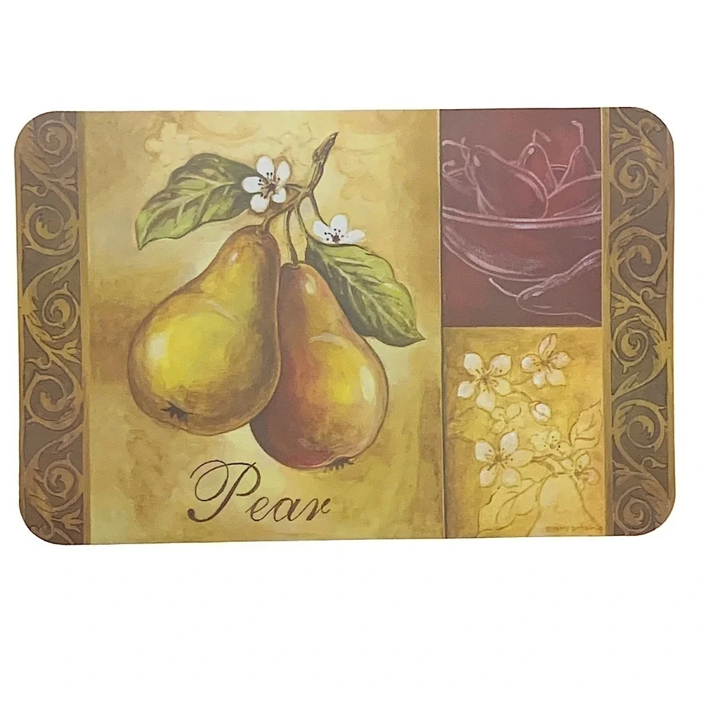Heirloom Apple Pear Placemats Fruit Reversible Wipe Clean Multicolor 4 Piece Set